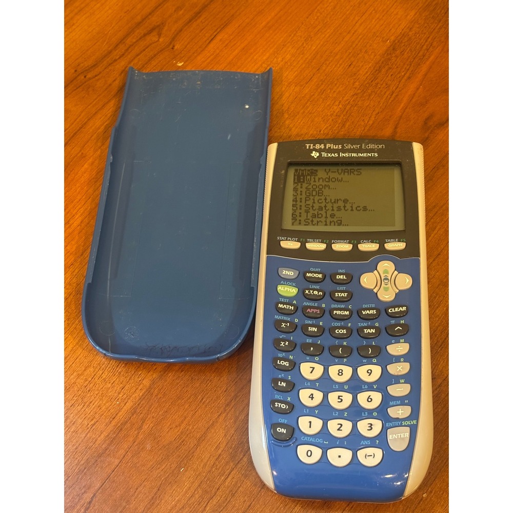 Texas Instruments TI-84 Plus Silver Edition Graphing Calculator Blue with Cover